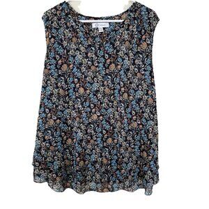 Christina B Womens Floral Tunic Top Size XXL Layered Flowy Ditsy Dark Romantic‎